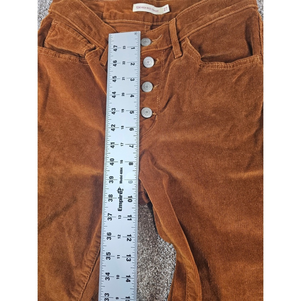 Levis 724 High Rise Straight Corduroy Pants Rust Orange Button Fly 27 79066-0003 - Picture 12 of 15